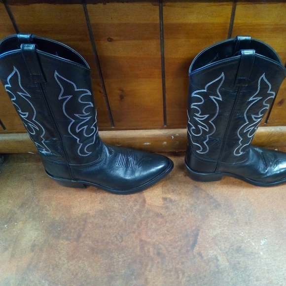 Old West Boots Men's Stitched Cowboy Boots, Leather, TBM3010, Black, Size 9.5 EE - Picture 5 of 8